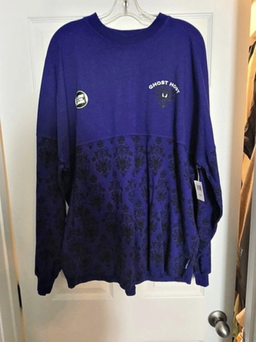 Disney Parks The Haunted Mansion Ghost Host Spirit Jersey Long Sleeve Tee Purple